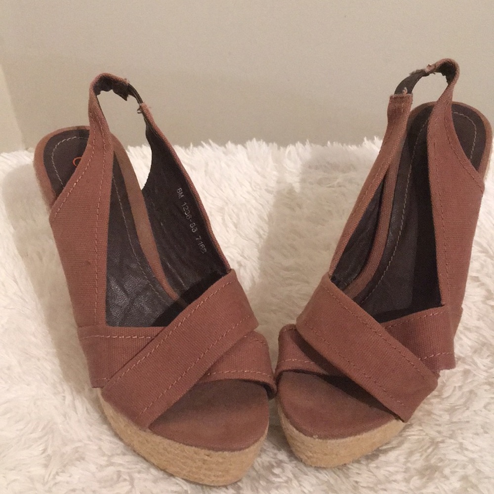 Brown Platform Espadrille Wedge